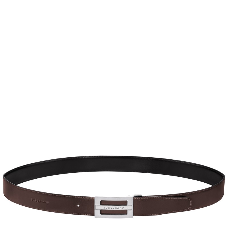 Longchamp Delta Box Men's belt - Leather Belts Black/Mocha | HN04-H2VK