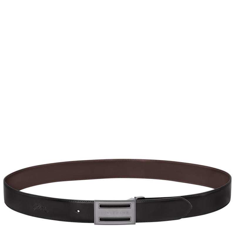 Longchamp Delta Box Men\'s belt - Leather Belts Black/Mocha | PG85-W7RN