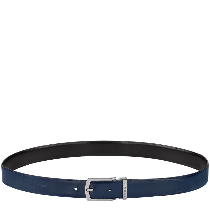 Longchamp Delta Box Men's belt set - Leather Belts Black/Navy | SK81-Z6NQ