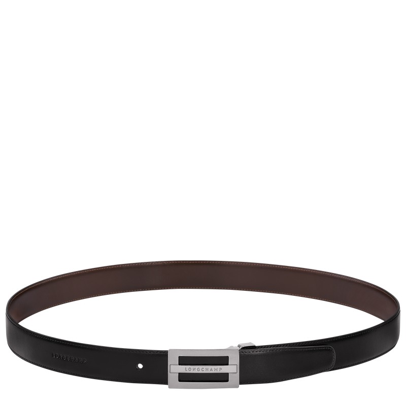 Longchamp Delta Box Men's belt set - Leather Belts Black/Mocha | LA29-T2BS