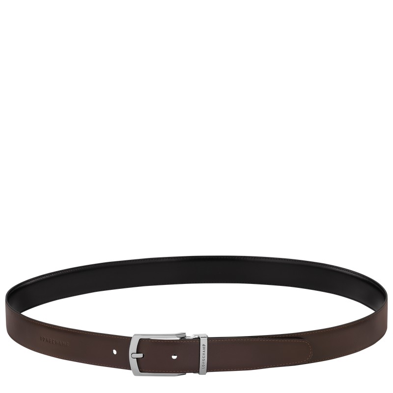 Longchamp Delta Box Men's belt set - Leather Belts Black/Mocha | LA29-T2BS