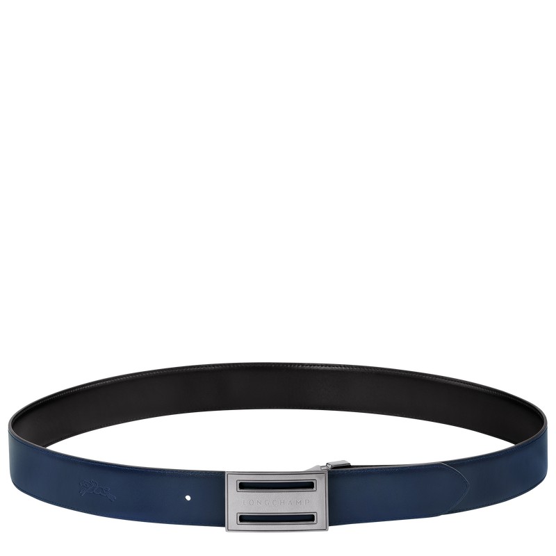 Longchamp Delta Box - Leather Belts Black/Navy | QK03-V0AG