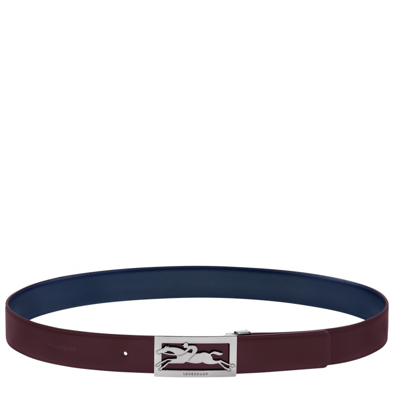 Longchamp Delta Box - Leather Belts Navy/Burgundy | PQ52-A6AN