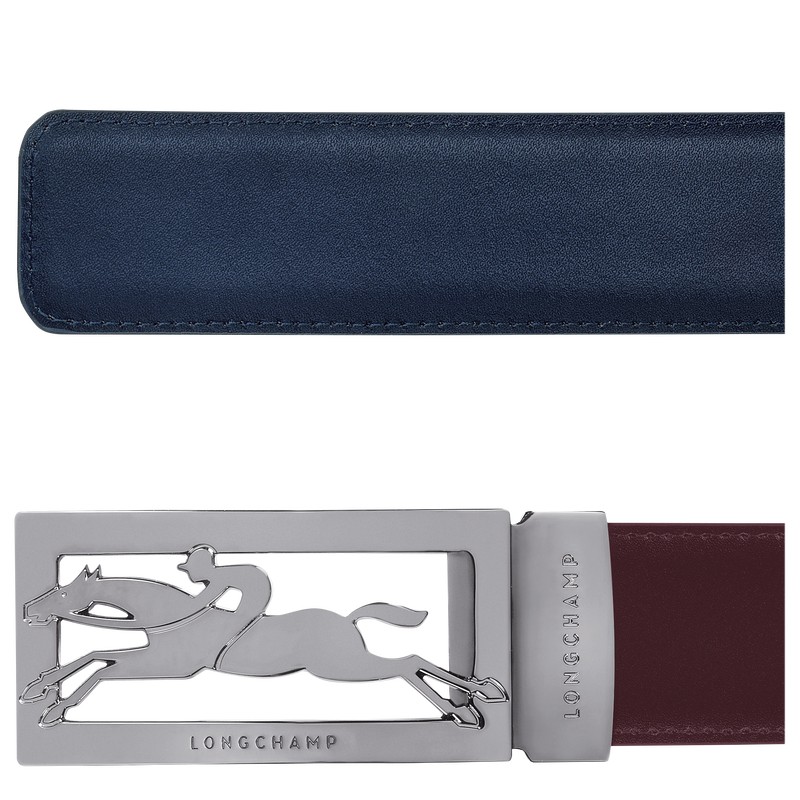 Longchamp Delta Box - Leather Belts Navy/Burgundy | PQ52-A6AN