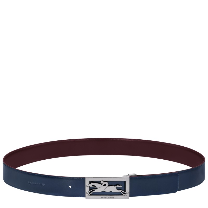 Longchamp Delta Box - Leather Belts Navy/Burgundy | PQ52-A6AN