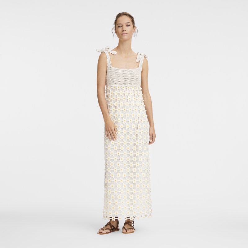 Longchamp Dress - Macramé crochet Dresses & Skirts Ecru | AJ75-B5TZ