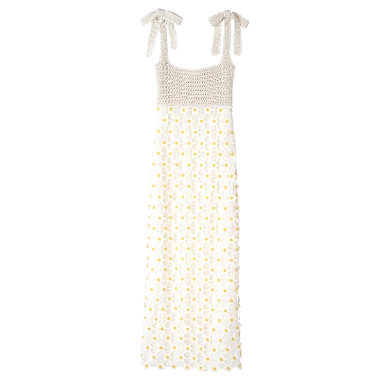 Longchamp Dress - Macramé crochet Dresses & Skirts Ecru | AJ75-B5TZ