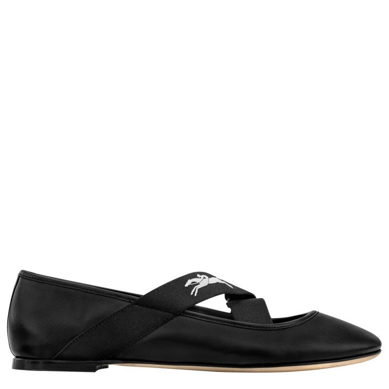 Longchamp Energy Ballerinas - Leather Ballerina Flats Black | MZ12-L4LM