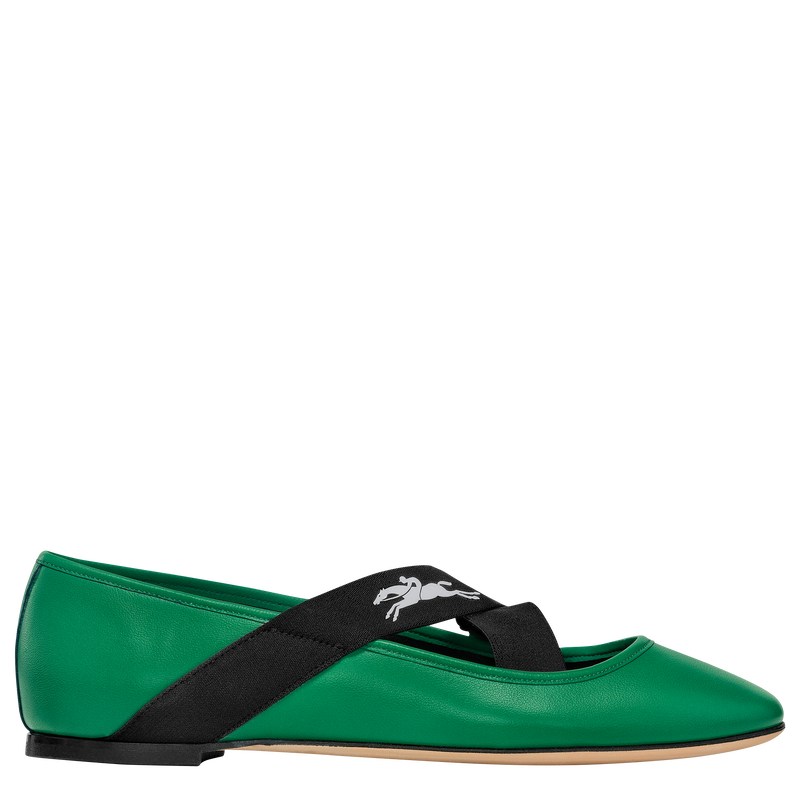 Longchamp Energy Ballerinas - Leather Ballerina Flats Green | SP66-I3DS