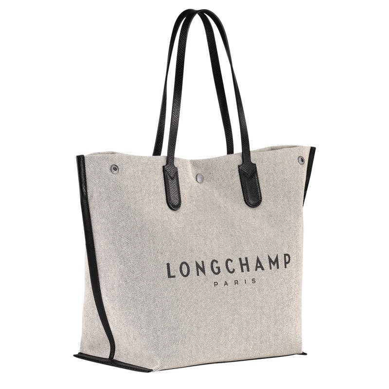 Longchamp Essential L Tote bag - Canvas Shoulder bags Ecru | ZB02-T3RQ