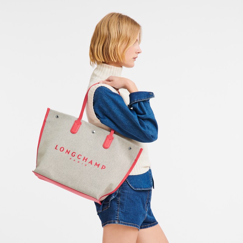 Longchamp Essential L Tote bag - Canvas Shoulder bags Strawberry | BZ97-R7EI