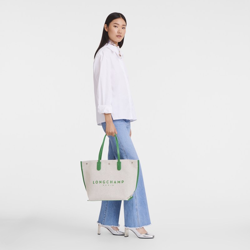 Longchamp Essential L Tote bag - Canvas Shoulder bags Green | MN93-H2KV