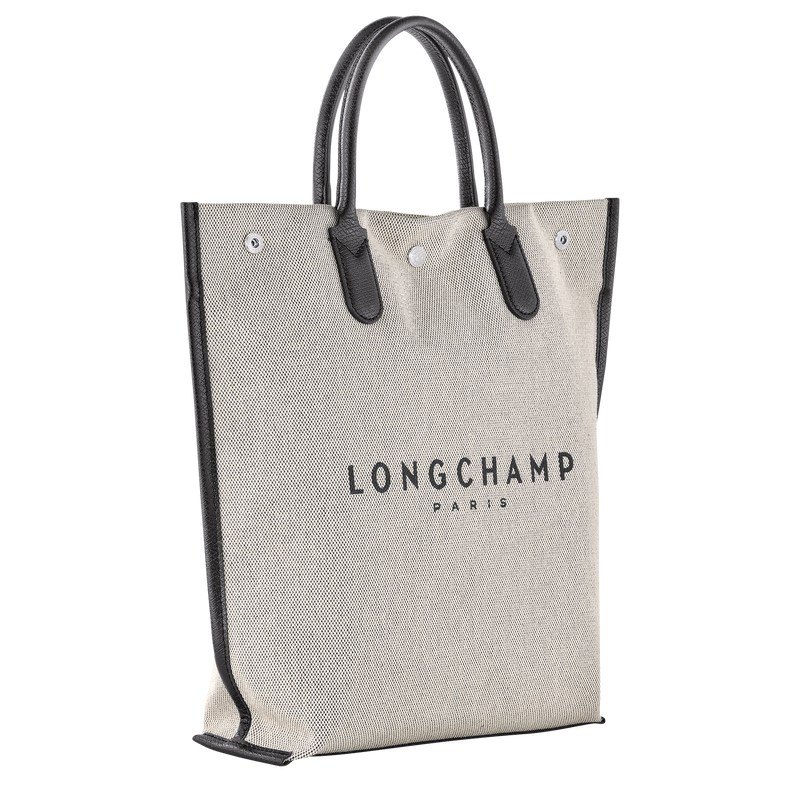 Longchamp Essential M Tote bag - Canvas Shoulder bags Ecru | QK50-I0NC