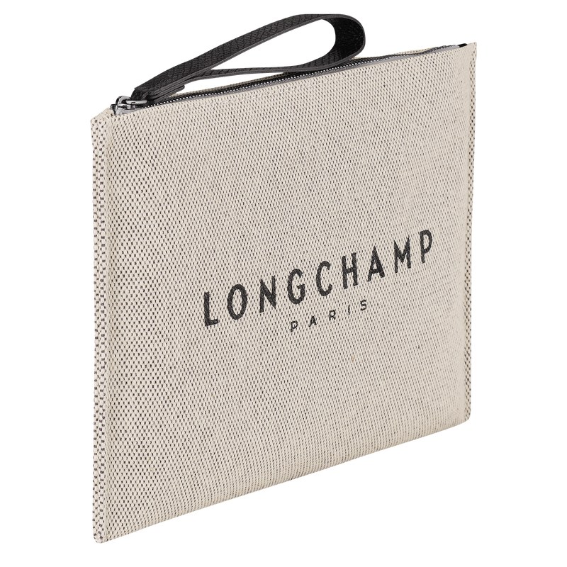 Longchamp Essential Pouch - Canvas Pouches & Cases Ecru | TH20-Y7UP