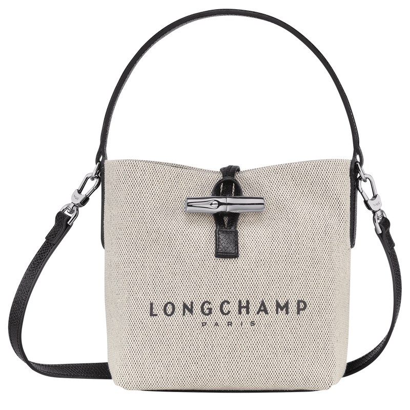 Longchamp Essential XS Bucket bag - Canvas Crossbody bags Ecru | YK47-B8DH