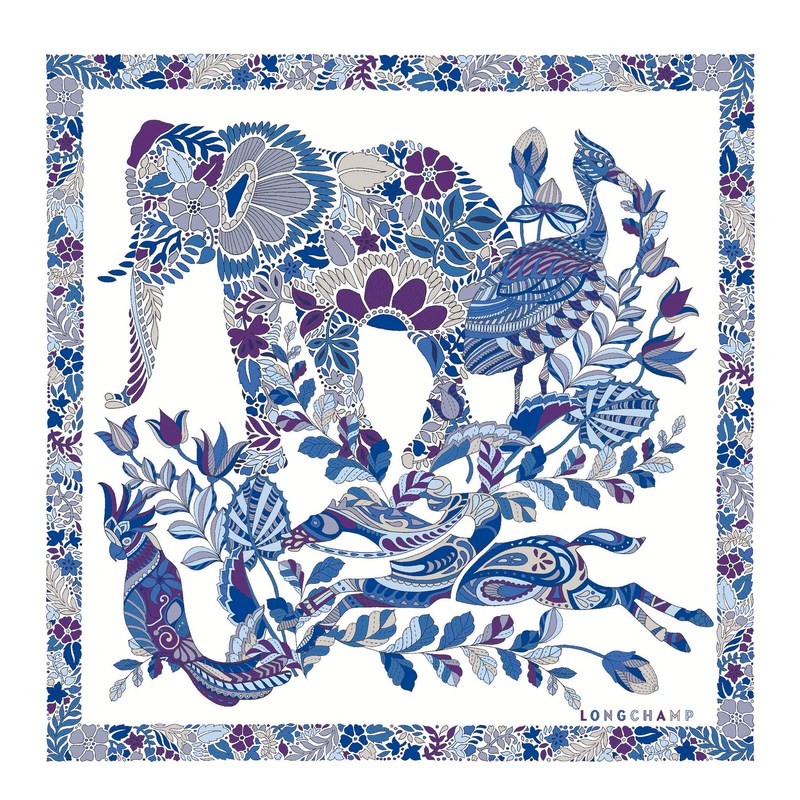 Longchamp Forêt Longchamp Silk scarf 50 - Silk Silk Scarves Electric Blue | UJ10-H5JL