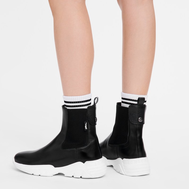 Longchamp Freeminder Low Boots - Leather Boots & Booties Black | IP56-Q4WD