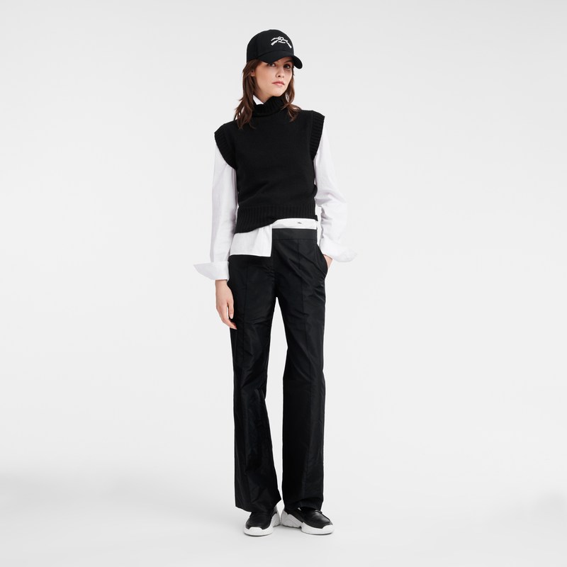 Longchamp High collar no sleeve jumper - Knit Tops & Blouses Black | IF16-E9GT