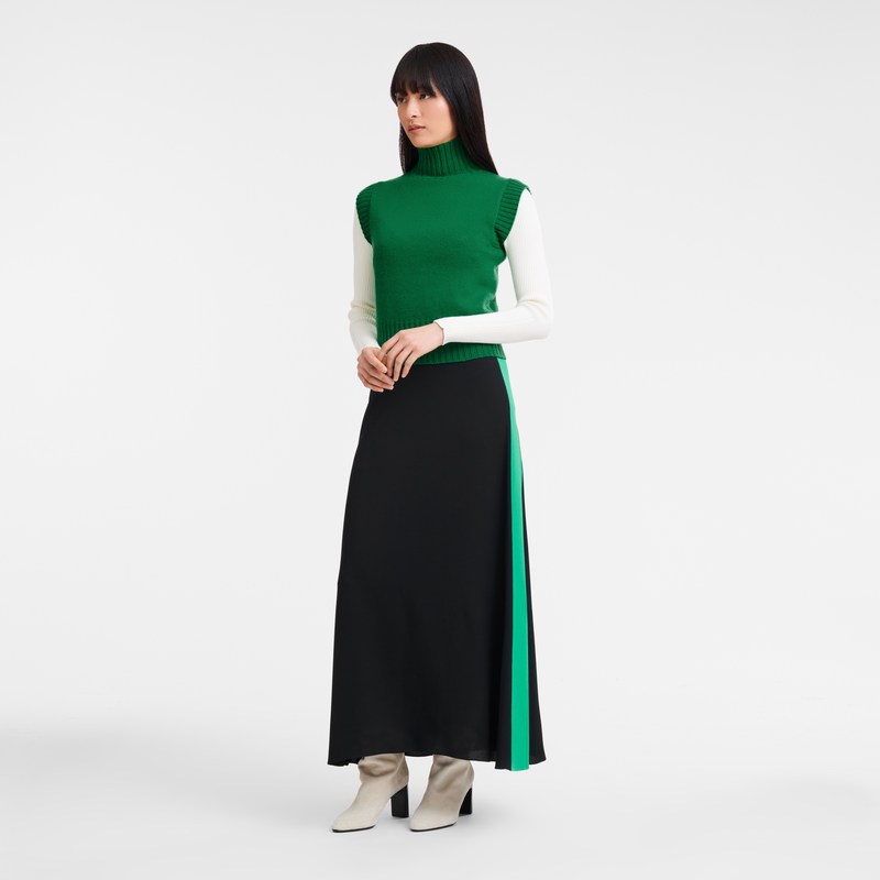 Longchamp High collar no sleeve jumper - Knit Tops & Blouses Green | PG22-B3UR