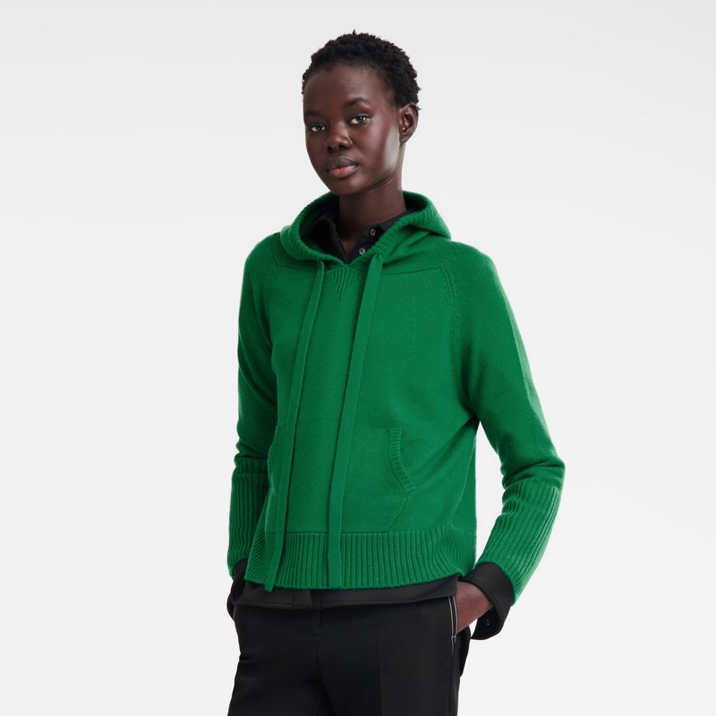 Longchamp Hoodie jumper - Knit Tops & Blouses Green | BC05-Q7QF