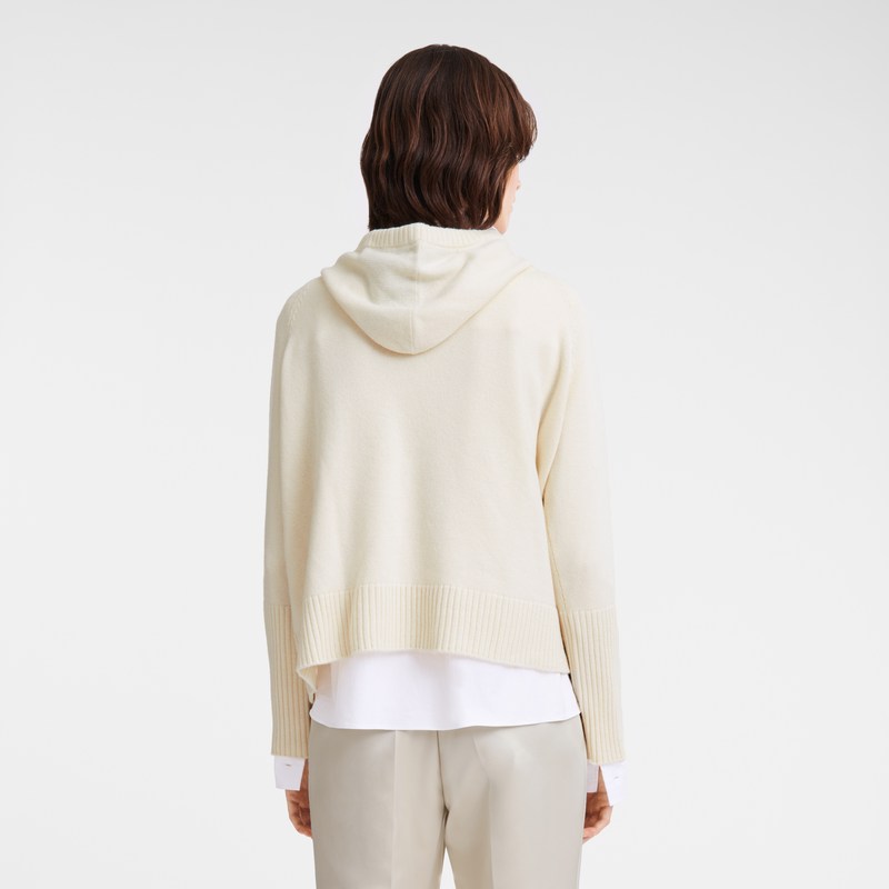 Longchamp Hoodie jumper - Knit Tops & Blouses Ecru | FE15-L8WF