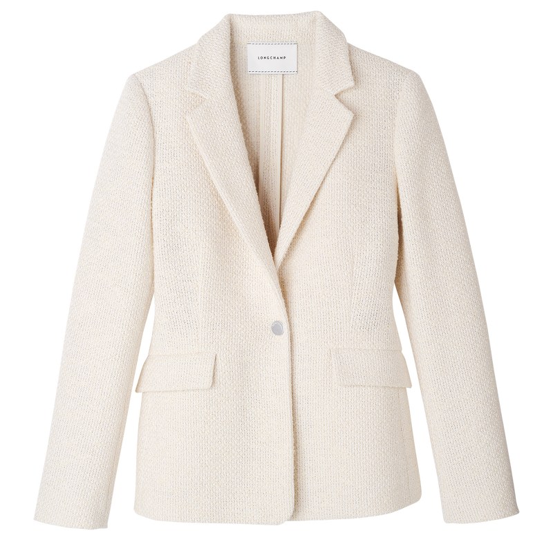 Longchamp Jacket - Bouclé Coats & Jackets Ecru | BE99-Z5XC