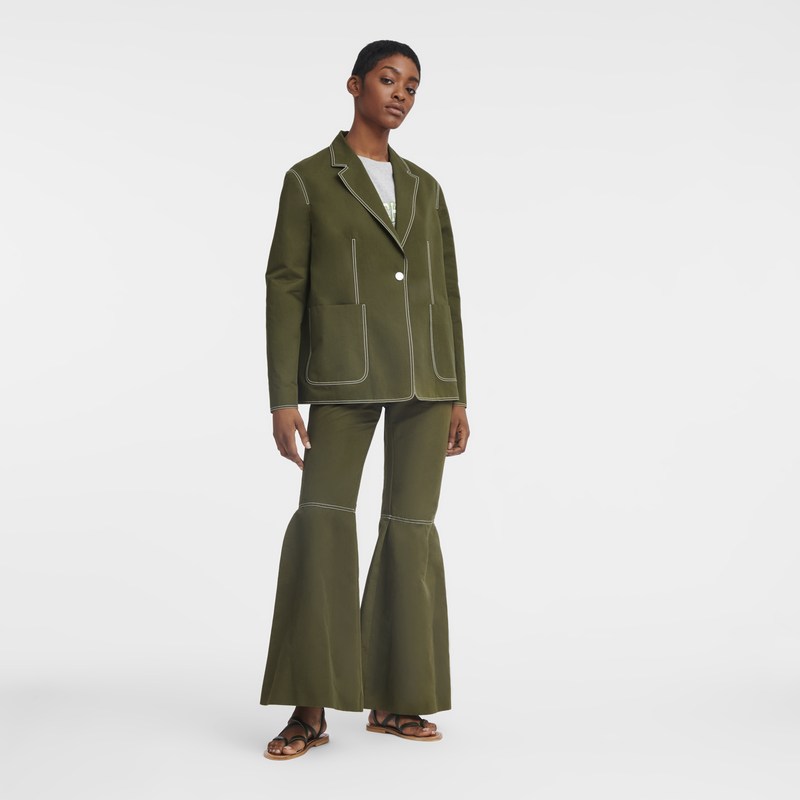 Longchamp Jacket - Gabardine Coats & Jackets Khaki | RJ42-E8AY