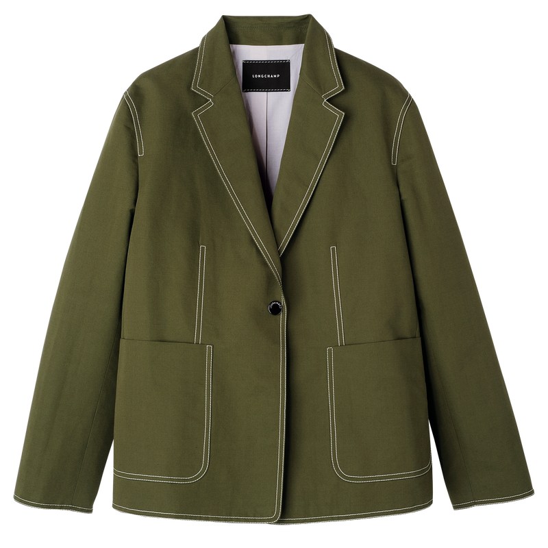 Longchamp Jacket - Gabardine Coats & Jackets Khaki | RJ42-E8AY