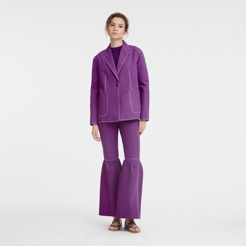 Longchamp Jacket - Gabardine Coats & Jackets Violet | OC29-G9ZR