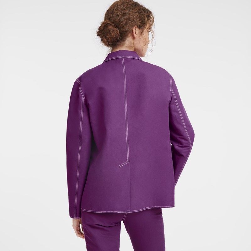 Longchamp Jacket - Gabardine Coats & Jackets Violet | OC29-G9ZR