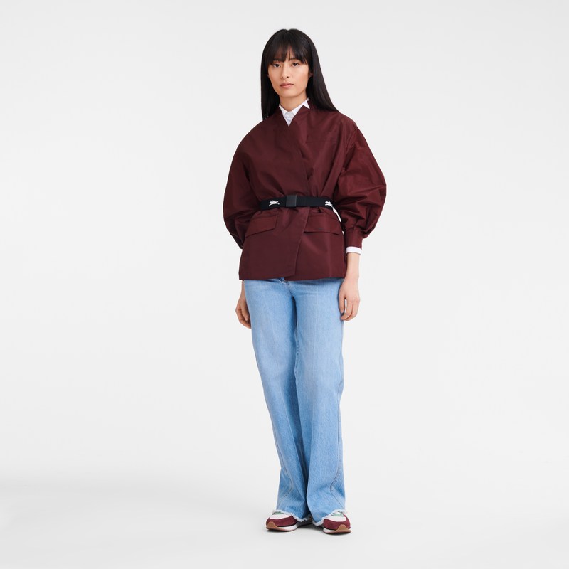 Longchamp Kimono jacket - Technical taffeta Coats & Jackets Burgundy | IV12-C8LS