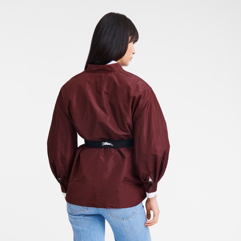 Longchamp Kimono jacket - Technical taffeta Coats & Jackets Burgundy | IV12-C8LS