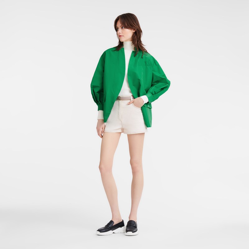 Longchamp Kimono jacket - Technical taffeta Coats & Jackets Green | PY73-Y4QH