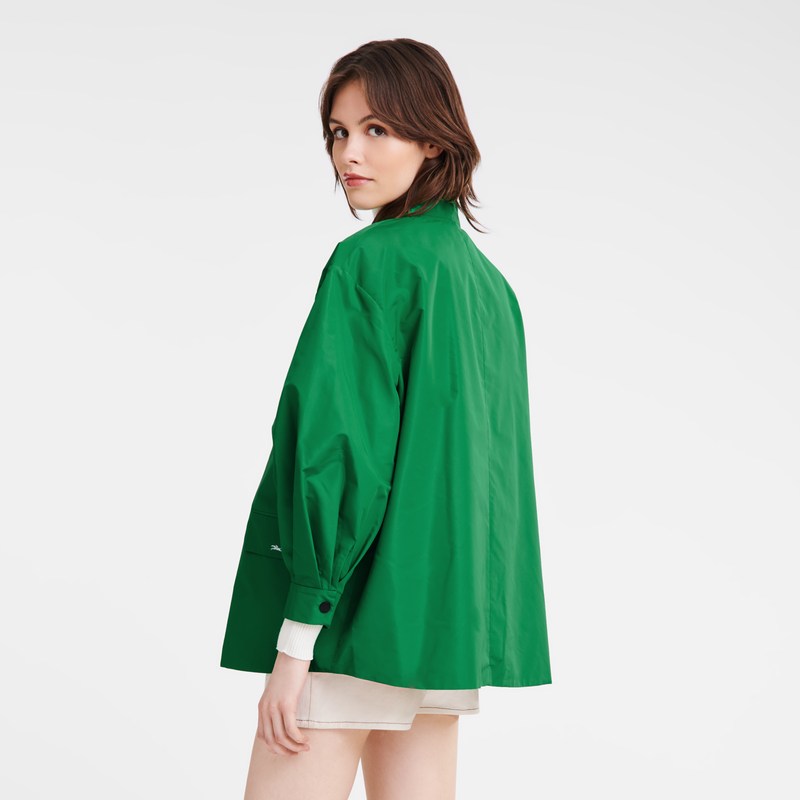 Longchamp Kimono jacket - Technical taffeta Coats & Jackets Green | PY73-Y4QH