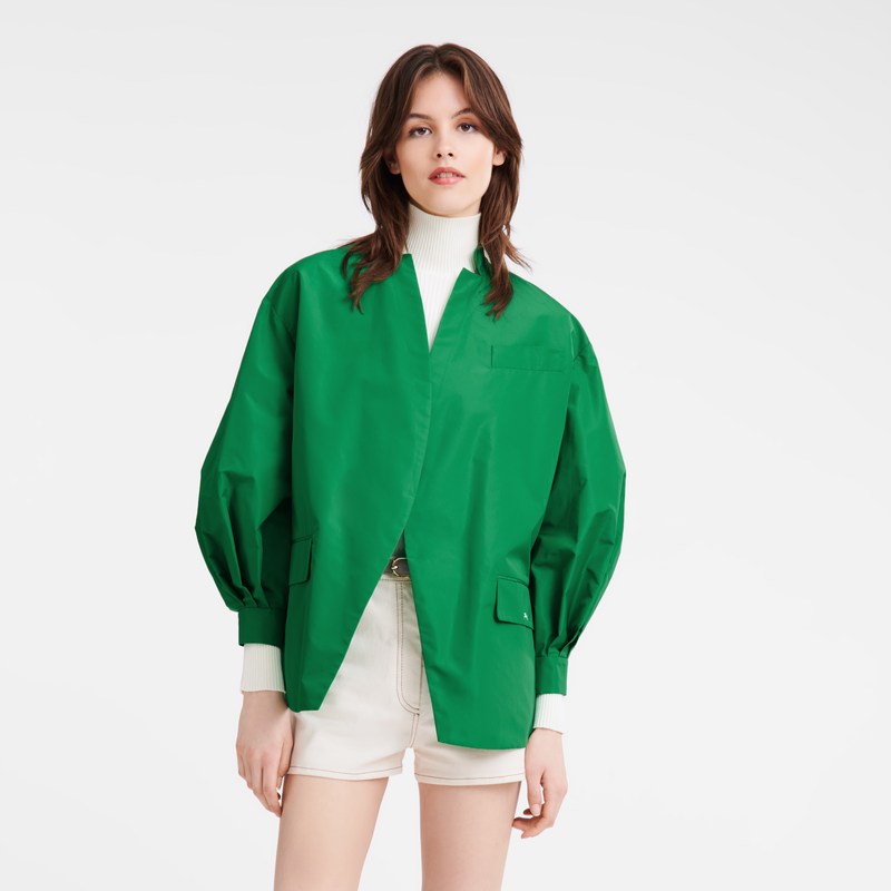 Longchamp Kimono jacket - Technical taffeta Coats & Jackets Green | PY73-Y4QH