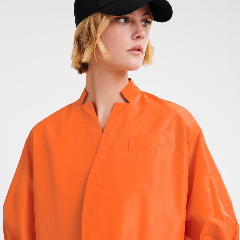 Longchamp Kimono jacket - Technical taffeta Coats & Jackets Orange | DS97-Z4PT