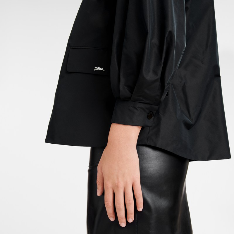 Longchamp Kimono jacket - Technical taffeta Coats & Jackets Black | FI06-Y2IJ