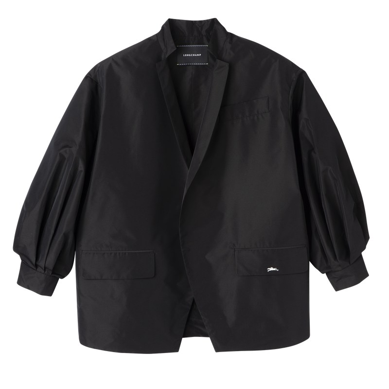 Longchamp Kimono jacket - Technical taffeta Coats & Jackets Black | FI06-Y2IJ