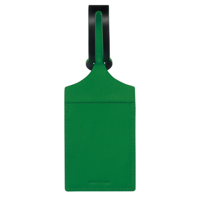 Longchamp LGP Travel Luggage tag - Leather Travel accessories Black/Green | ZA30-Q3EG