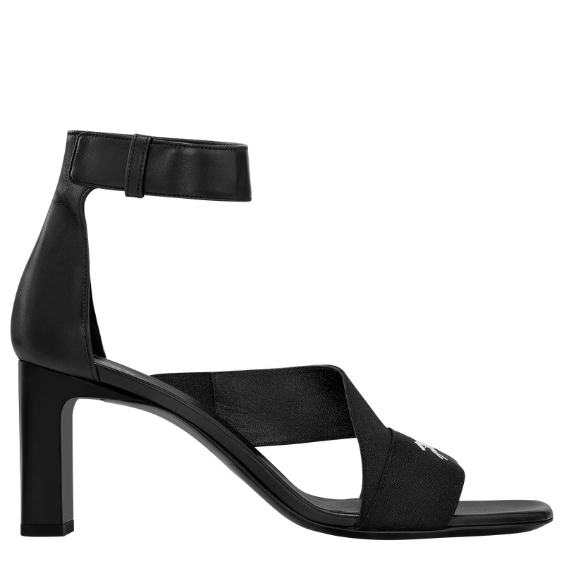 Longchamp La Baronne Pumps - Leather Sandals Black | TJ97-N4DG