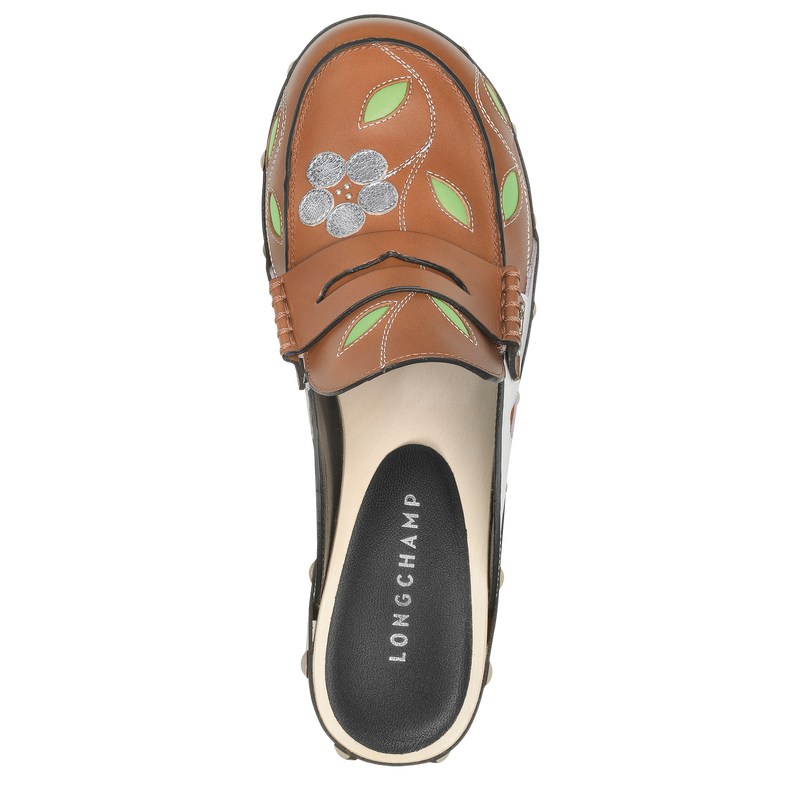 Longchamp La Cigale Clogs - Leather Sandals Cognac | ZC24-S8EW