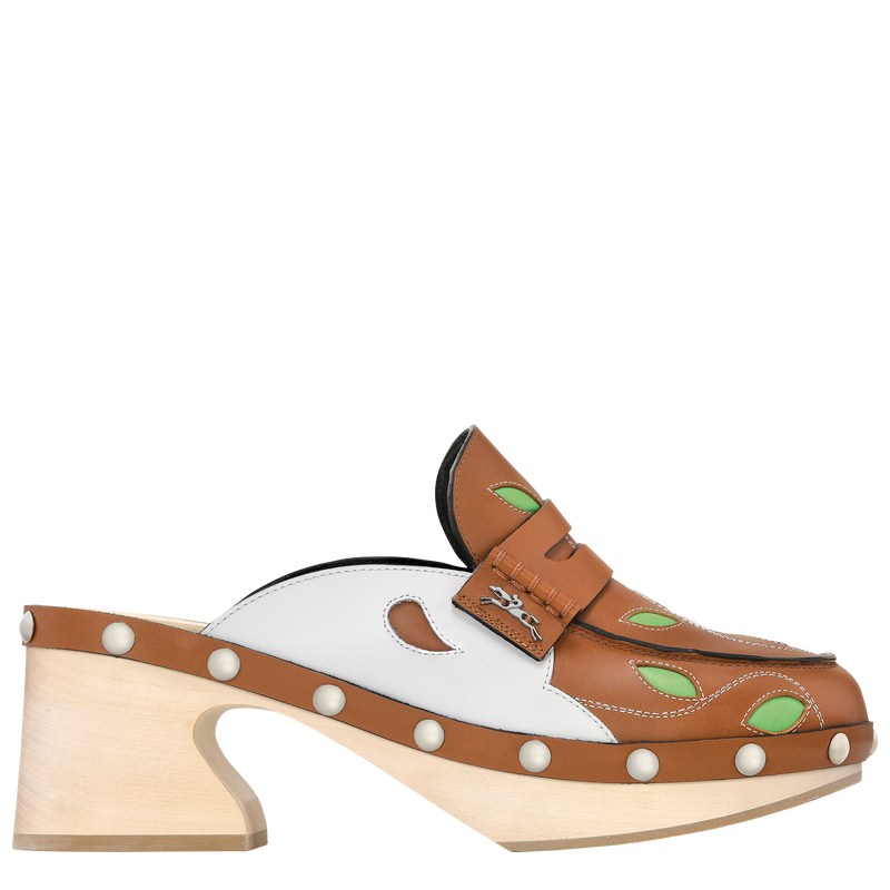 Longchamp La Cigale Clogs - Leather Sandals Cognac | ZC24-S8EW