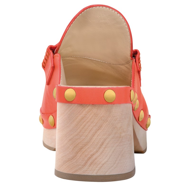 Longchamp La Cigale Clogs - Leather Sandals Strawberry | YT23-D6JU