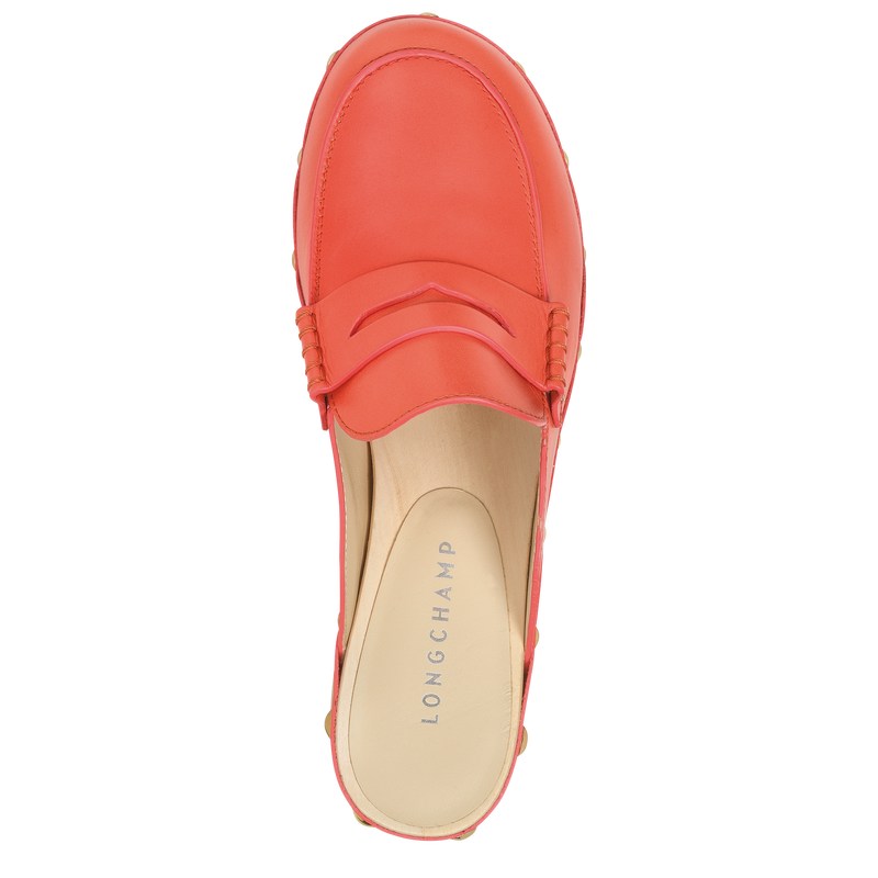 Longchamp La Cigale Clogs - Leather Sandals Strawberry | YT23-D6JU