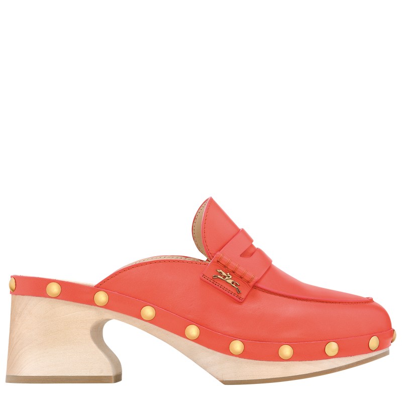 Longchamp La Cigale Clogs - Leather Sandals Strawberry | YT23-D6JU