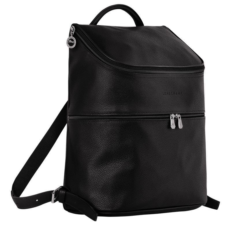 Longchamp Le Foulonné Backpack - Leather Backpacks Black | XT22-S2SV