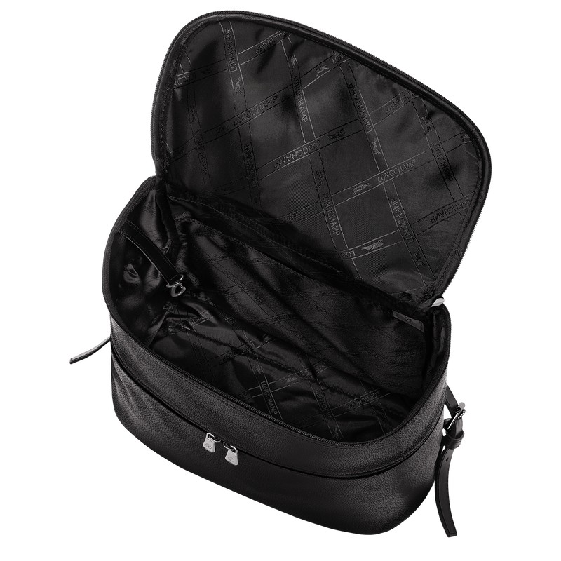 Longchamp Le Foulonné Backpack - Leather Backpacks Black | XT22-S2SV