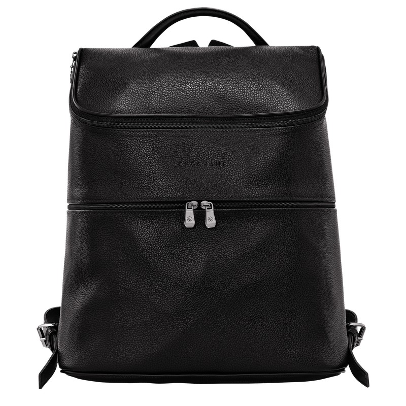 Longchamp Le Foulonné Backpack - Leather Backpacks Black | XT22-S2SV