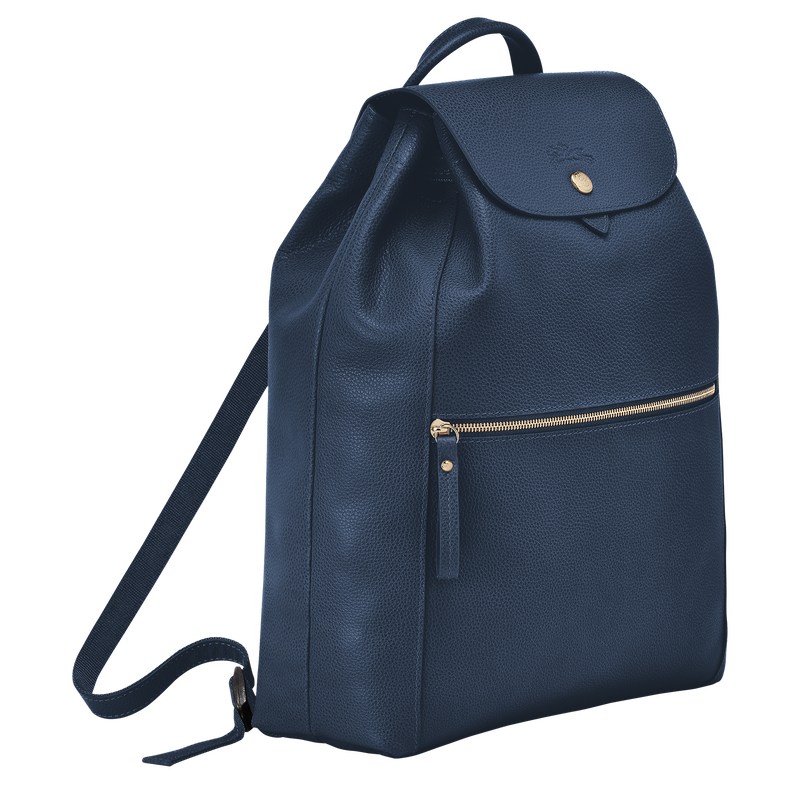 Longchamp Le Foulonné Backpack - Leather Backpacks Navy | LZ55-O3VZ