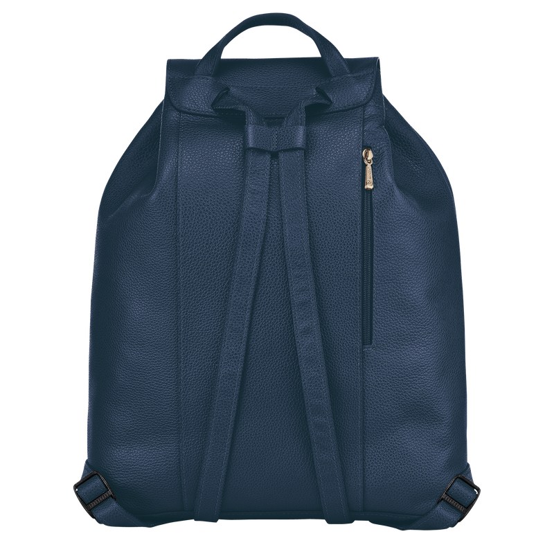 Longchamp Le Foulonné Backpack - Leather Backpacks Navy | LZ55-O3VZ